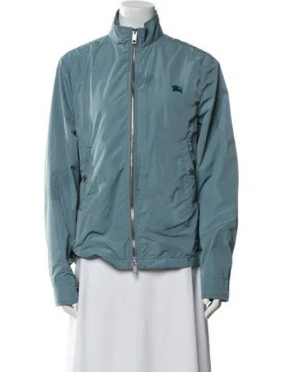 Pre-owned Burberry Bomber Jacket In Blue