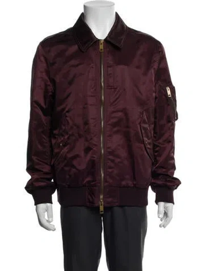 Pre-owned Burberry Bomber Jacket In Burgundy