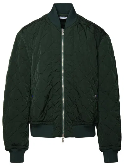 Burberry Bomber Jacket In Green Nylon Man