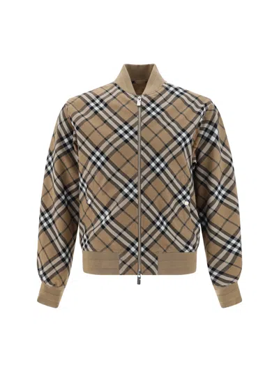 Burberry Check Pattern Zipped Cardigan In Brown