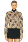 Burberry Check Wool Zip-up Cardigan In Neutral
