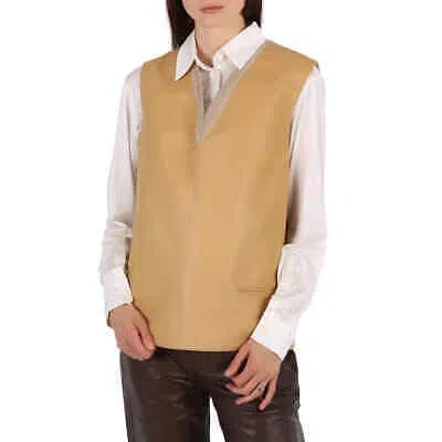 Pre-owned Burberry Bonded Soft Fawn Lambskin And Wool Oversized Vest In Check Description