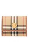 Burberry Mini Foldover Leather Wallet With Multiple Compartments In Beige