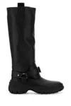 Burberry Elegant Black Leather Stomp Boots For Women