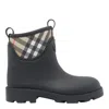 Burberry Patterned Check Pull Tabs Rubber Sole Boots