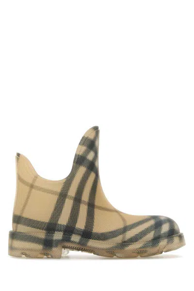 Burberry Beige Printed Rubber Ankle Boots In Multi