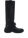 Burberry Elegant Black Leather Stomp Boots For Women In Black