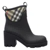 Burberry Marsh Stamp Checked Nylon-trimmed Rubber Ankle Boots In Black