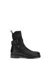 Burberry Round Toe Leather Ankle Boots With Pull Tab In Black