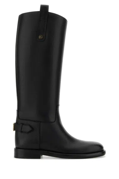 Burberry Cavalier Boots In Leather In Black