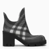 Burberry Marsh Black Rubber Ankle Boots With Check Pattern In Black