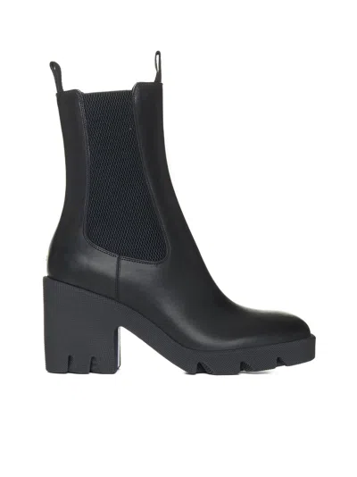 Burberry Chelsea Wedge Boot In Dark Green Leather Women In Brown