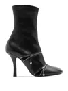Burberry Peep Leather Ankle Boots In Black