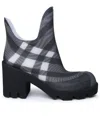 Burberry Marsh Black Rubber Ankle Boots With Check Pattern In Blackipchk