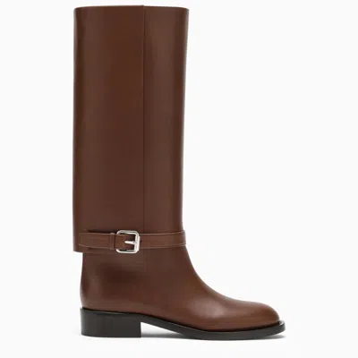 Burberry High Brown Leather Boot Women