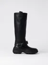 Burberry Leather Buckled Tall Boots In Schwarz