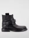 Burberry Cobble Leather Boots With Strap In Schwarz