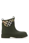 Burberry Olive Green Rubber Marsh Stamp Ankle Boots In Green