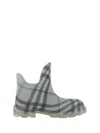 Burberry Gray Check Rubber Marsh Low Rain Boots In Lichen Ip Check