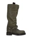 Burberry Women Leather Saddle High Boots In Green