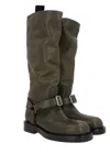 Burberry Women Leather Saddle High Boots In Green