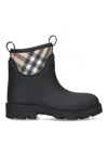 Burberry Black Rubber Marsh Stamp Ankle Boots In Multi