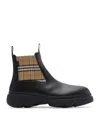Burberry Chunky Sole Ankle Boots With Checkered Pattern In Black