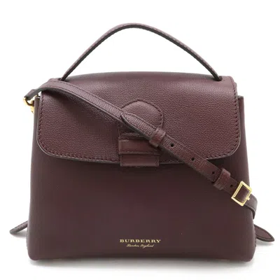 Pre-owned Burberry Bordeaux Canvas Leather Handbag Shoulder Bag ()