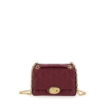 Burberry Bordeaux Quilted Crossbody Bag With Ekd Plaque On The Front And Chain-link Shoulder Strap I In Red