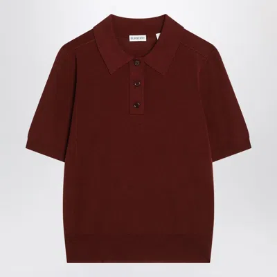 BURBERRY BURBERRY BORDEAUX WOOL POLO SHIRT WOMEN