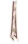 Burberry Border Check Skinny Silk Scarf In Neutral