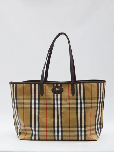 Burberry Borsa A Spalla Tote Highlands Media In Brown