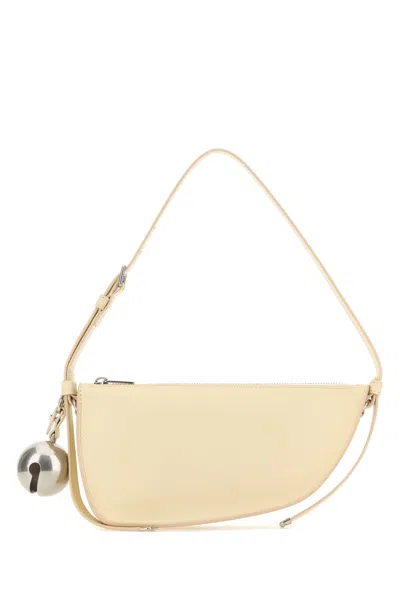 Burberry Patent Leather Shield Sling Shoulder Bag With Silver-tone Ch In Beige