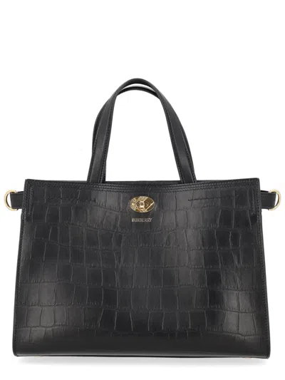 Burberry Black Cotswolds Small Tote In Pattern