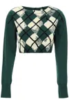 Burberry Dark Green Argyle Pattern Sweater In Green