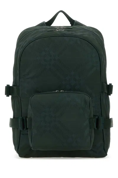 BURBERRY BURBERRY BOTTLE GREEN NYLON BLEND CHECK BACKPACK