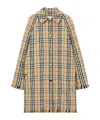 Shop Burberry Bouclé Checkered Buttoned Raincoat In Nude