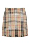 Burberry Catia Check Cotton Blend Mini Skirt In Neutral