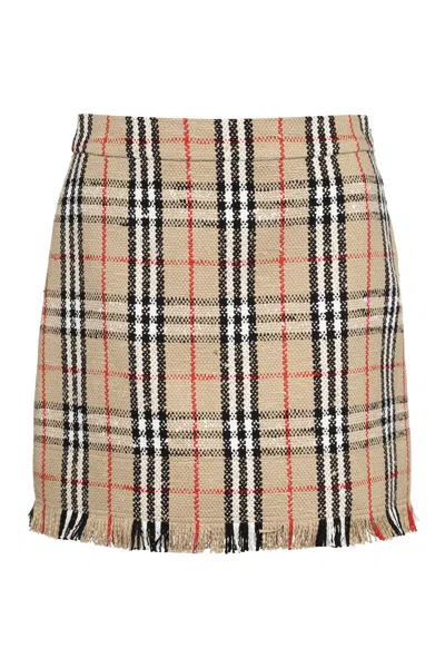 Burberry Women's Bouclã© Wool Skirt In Beige