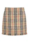 Burberry Catia Check Cotton Blend Mini Skirt In Beige
