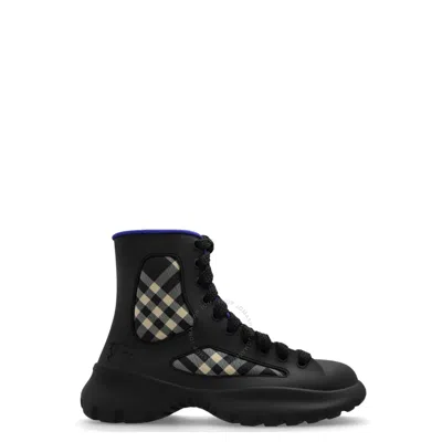 Burberry Boulder Checkered Rubber Boots In Black