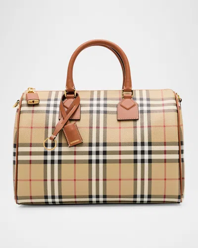 Burberry Bowling Check Top-handle Bag In Beige