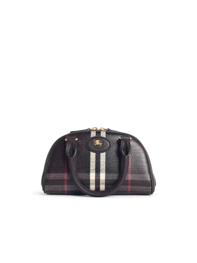 Burberry 'bowling Highlands' 'rosso Mahogany' Cotton Blend Mini Bag Women In Brown