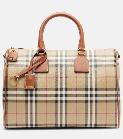 Burberry Check Top-handle Bag In Brown