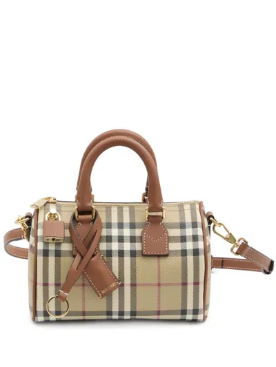 Burberry Mini Bowling Handbag With Detachable Shoulder Strap In Brown