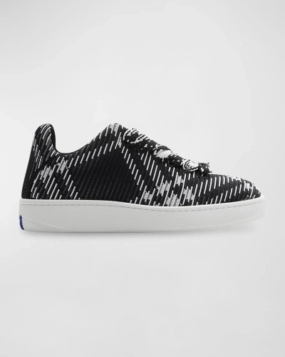 BURBERRY BOX CHECK KNIT LOW-TOP SNEAKERS