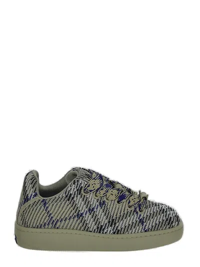 Burberry Box Checked Knitted Sneakers In Blue