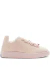 Burberry Textured Upper Sneakers With Unique Laces And Chunky Sole In Pink