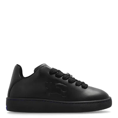 Burberry Box Equestrian Knight Motif Leather Sneakers In Black