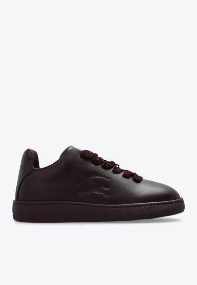 Burberry Box Leather Low-top Trainers In Brown